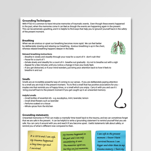 Grounding Techniques Worksheet PDF | Psychology Tools