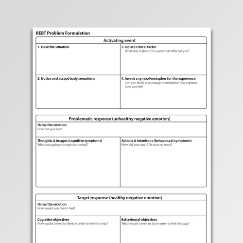 REBT Problem Formulation Worksheet PDF | Psychology Tools